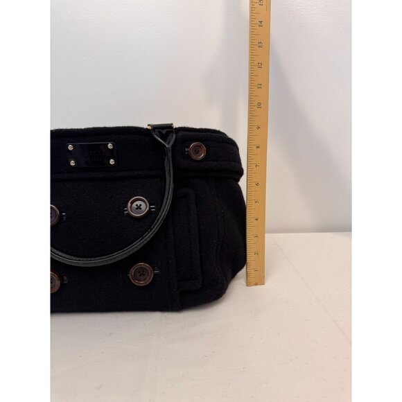 NWT Kate Spade Black Wool Button Tote Bag With Patent Leather Handles & Lined In - Picture 9 of 11